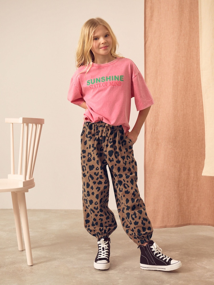 Leopard Print Pull-On 100% Cotton Trousers (3-16yrs) - Image 3 of 8