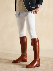 Joules X Spanish Boot Co. Chestnut Brown Leather Boots - Image 1 of 14