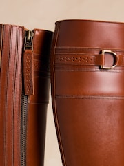Joules X Spanish Boot Co. Chestnut Brown Leather Boots - Image 11 of 14