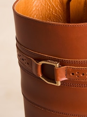 Joules X Spanish Boot Co. Chestnut Brown Leather Boots - Image 13 of 14