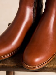 Joules X Spanish Boot Co. Chestnut Brown Leather Boots - Image 14 of 14