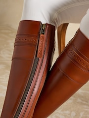 Joules X Spanish Boot Co. Chestnut Brown Leather Boots - Image 4 of 14