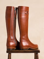 Joules X Spanish Boot Co. Chestnut Brown Leather Boots - Image 9 of 14