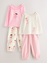 Pink Ballerina Print Woven Bottoms Pyjamas 2 Pack (9mths-10yrs) - Image 7 of 11
