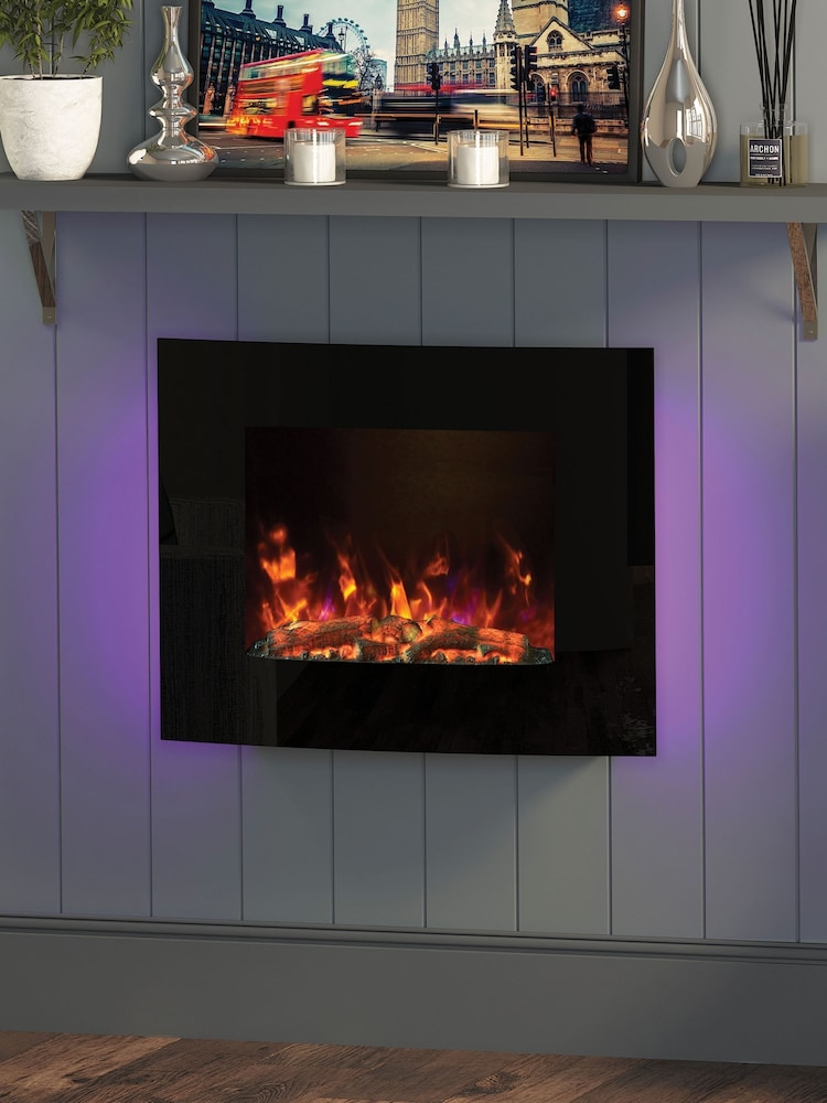 Be Modern Black Quatro Wall Mounted Electric Fire - Image 2 of 7