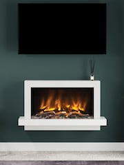 Be Modern Ash White Huxton Wall Mounted 41inch Electric Fire - Image 1 of 6