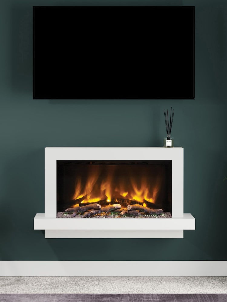 Be Modern Ash White Huxton Wall Mounted 41inch Electric Fire - Image 1 of 6