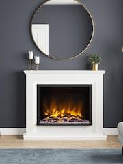 Be Modern White Micro Marble Alesso Complete Electric Fireplace - Image 1 of 5