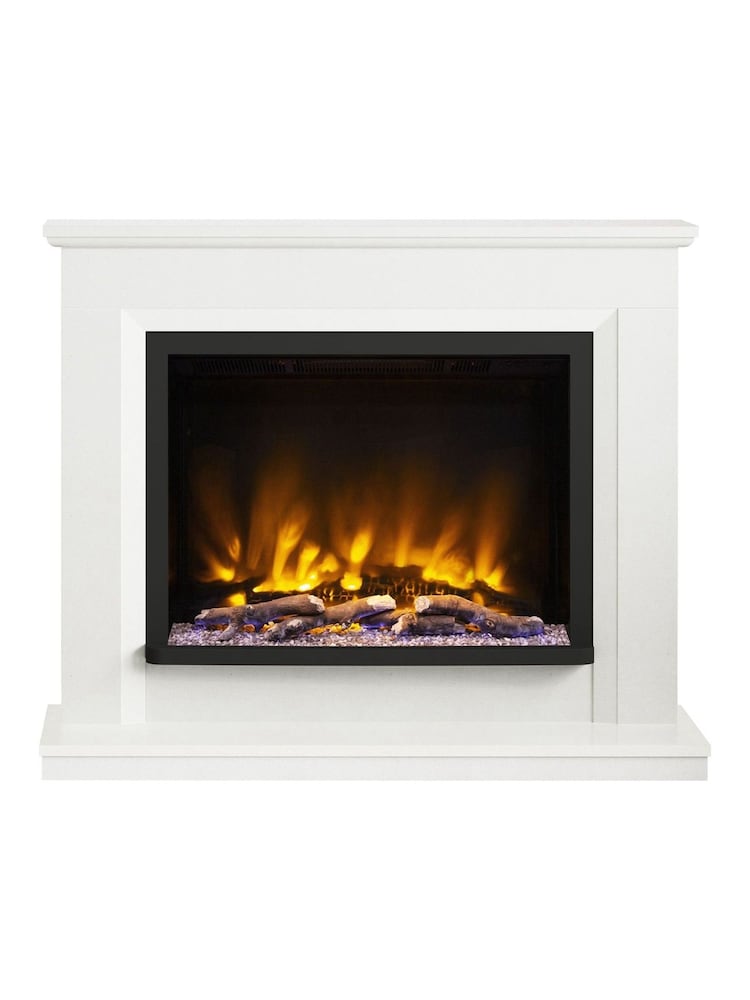 Be Modern White Micro Marble Alesso Complete Electric Fireplace - Image 2 of 5