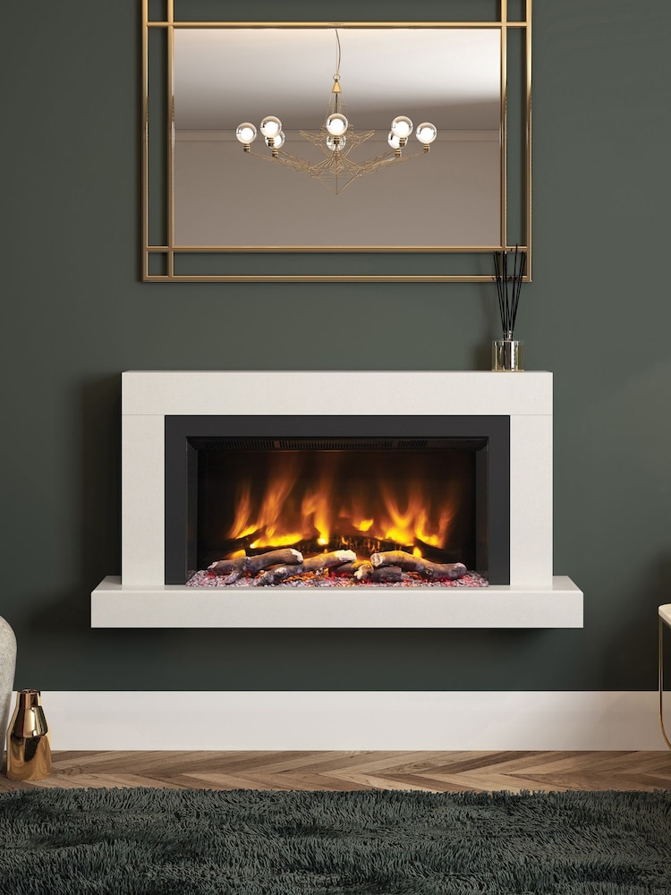 Be Modern White Micro Marble Impero Wall Mounted 47inch Electric Fire - Image 1 of 4