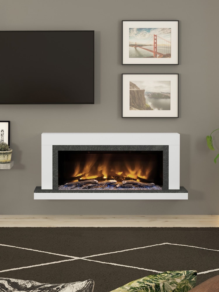 Be Modern Ice White Vardo Wall Mounted 57inch Electric Fireplace - Image 1 of 5
