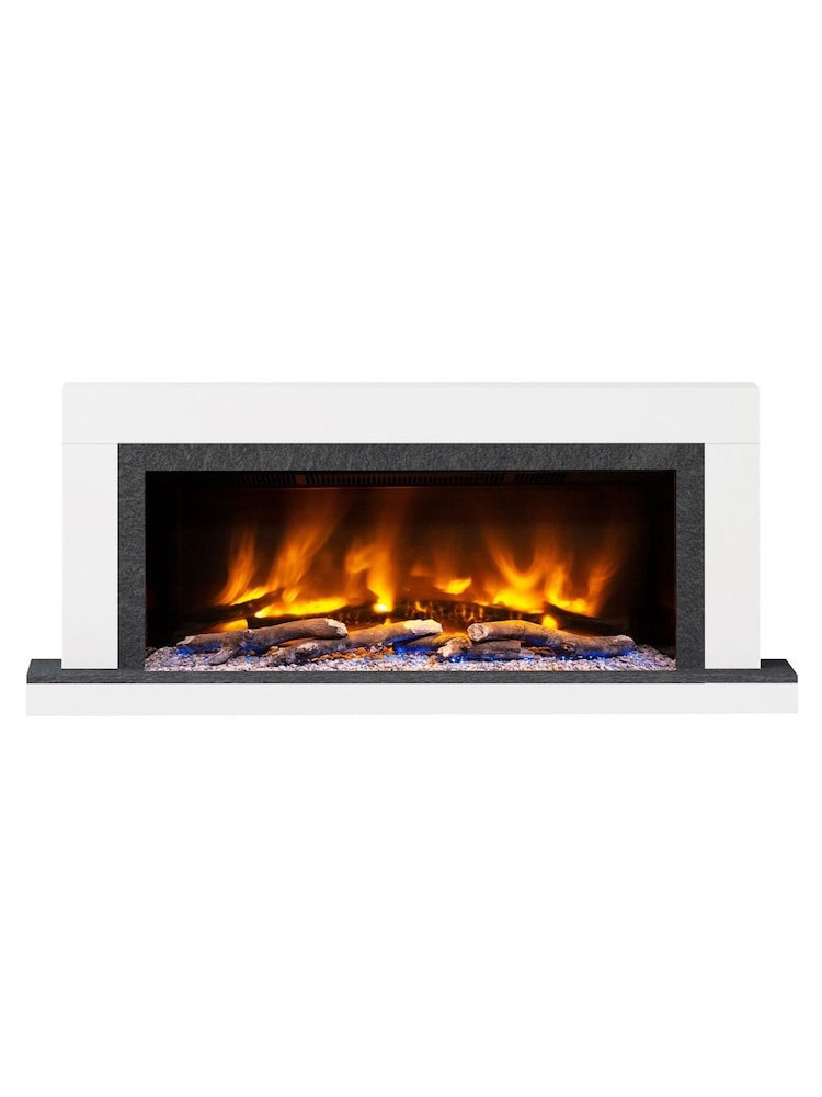 Be Modern Ice White Vardo Wall Mounted 57inch Electric Fireplace - Image 2 of 5 Be Modern Ice White Vardo Wall Mounted 57inch Electric Fireplace - Image 2 of 5