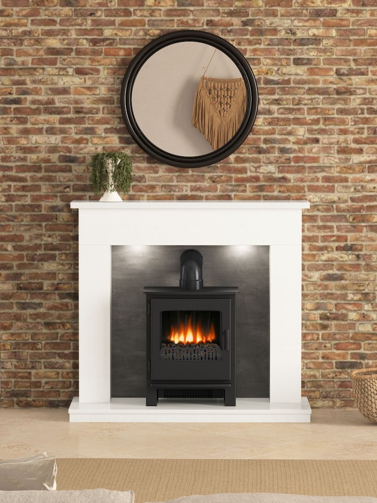 Be Modern Grey Micro Marble Allensford Inglenook with Undermantel Lighting - Image 1 of 6