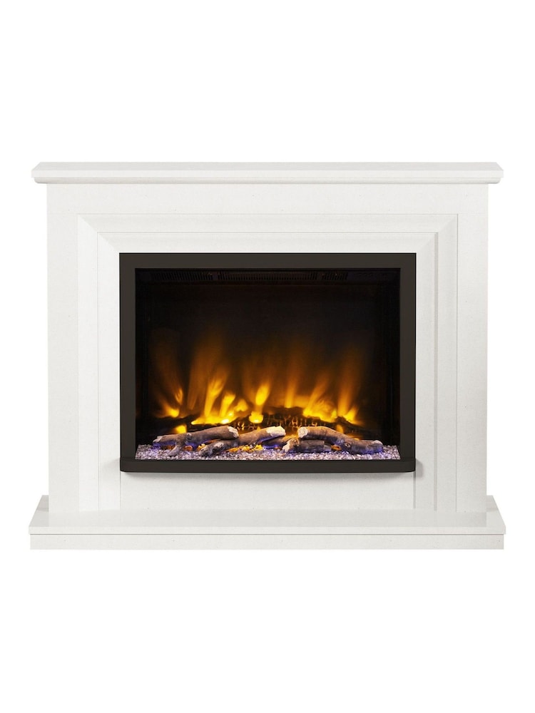 Be Modern White Micro Marble Cabrina Complete Electric Fireplace - Image 2 of 5