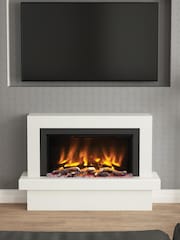 Be Modern White Micro Marble Impero Complete 47inch Electric Fireplace - Image 1 of 6