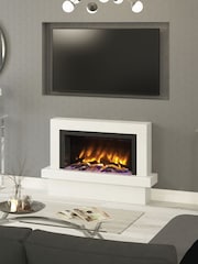 Be Modern White Micro Marble Impero Complete 47inch Electric Fireplace - Image 2 of 6
