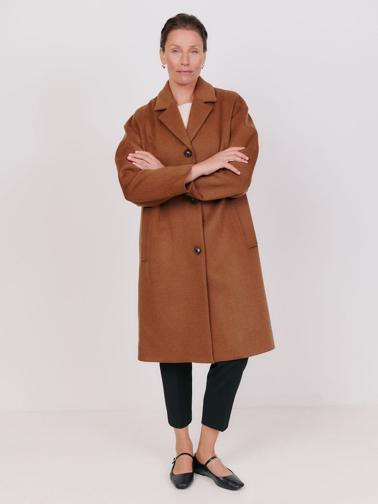 Vivere Brown Oversized Sadie Midi Coat - Image 1 of 5