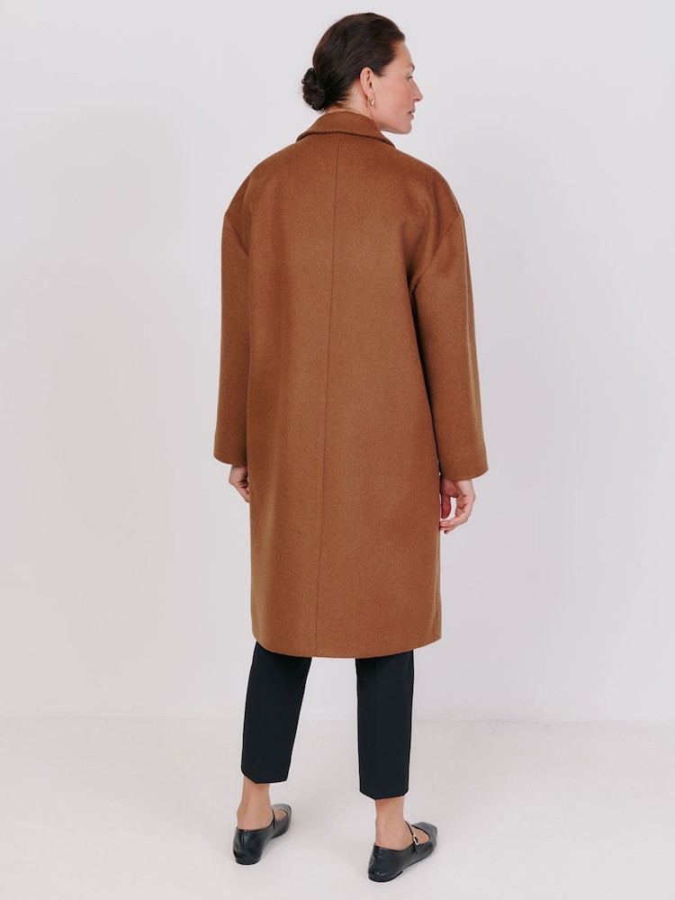 Vivere Brown Oversized Sadie Midi Coat - Image 2 of 5