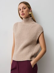 Vivere Natural Elise Chunky Knitted Sleeveless Jumper - Image 2 of 5