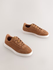 Tan Brown Suede Lace Up Smart Trainers - Image 1 of 5