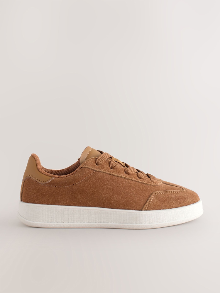 Tan Brown Suede Lace Up Smart Trainers - Image 2 of 5