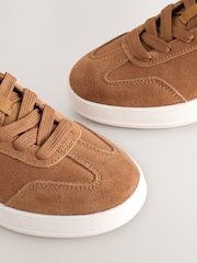 Tan Brown Suede Lace Up Smart Trainers - Image 4 of 5
