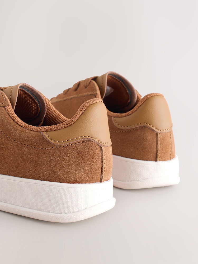 Tan Brown Suede Lace Up Smart Trainers - Image 5 of 5