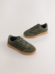 Khaki Green Suede Lace Up Smart Trainers - Image 3 of 7