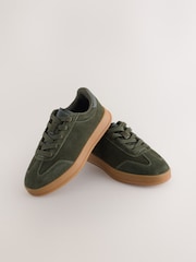 Khaki Green Suede Lace Up Smart Trainers - Image 6 of 7