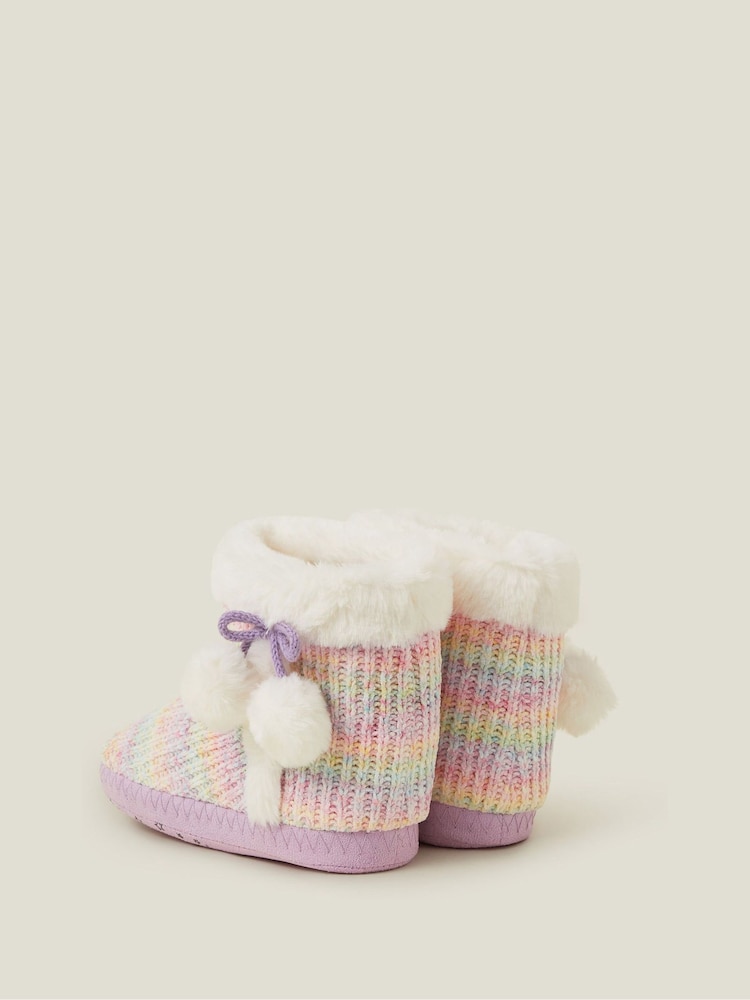 Angels By Accessorize Pink Girls Pastel Chenille Slipper Boots - Image 2 of 2