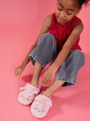 Angels By Accessorize Pink Girls Faux Fur Cat Mule Slippers - Image 1 of 3