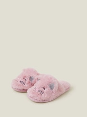 Angels By Accessorize Pink Girls Faux Fur Cat Mule Slippers - Image 2 of 3