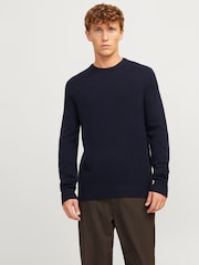 JACK & JONES Blue Lambswool Knit Sweatshirt - Image 1 of 4