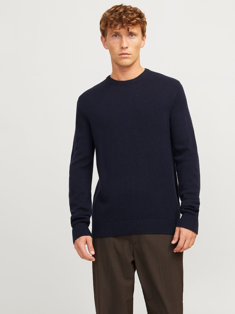 JACK & JONES Blue Lambswool Knit Sweatshirt - Image 1 of 4