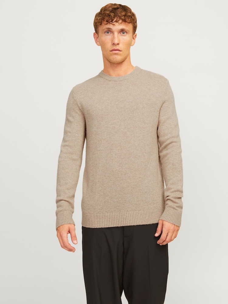 JACK & JONES Grey Lambswool Knit Sweatshirt - Image 1 of 4