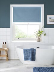 Slate Blue Ready Made Printed Plain Moisture Resistant Roller Blind - Image 1 of 4