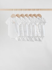 White Character 7 Pack Baby Short Sleeve Bodysuits 5 Pack - Image 1 of 14