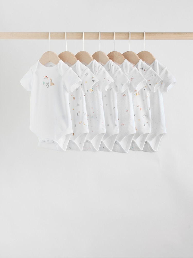 Weiß mit Character-Print - Kurzarm-Bodys für Babys im 5er-Pack - Bild 1 von 14 Weiß mit Character-Print - Kurzarm-Bodys für Babys im 5er-Pack - Bild 1 von 14