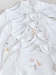 White Character 5 Pack Baby Long Sleeve 100% Cotton Bodysuits Pack - Image 10 of 12