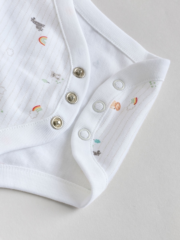 White Character 5 Pack Baby Long Sleeve 100% Cotton Bodysuits Pack - Image 12 of 12