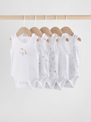 White 5 Pack 5 Pack Baby Vest Bodysuits - Image 1 of 5