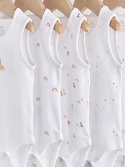 White 5 Pack 5 Pack Baby Vest Bodysuits - Image 2 of 5
