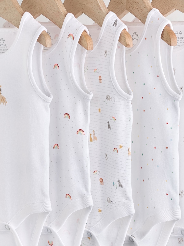 White 5 Pack 5 Pack Baby Vest Bodysuits - Image 2 of 5