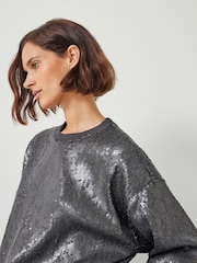 Hush Silver Sadie Sequin Relaxed Sweatshirt - Image 4 of 5