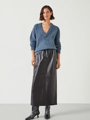 Hush Brown Crocodile Embossed Leather Midi Skirt - Image 2 of 5