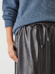 Hush Brown Crocodile Embossed Leather Midi Skirt - Image 4 of 5