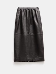 Hush Brown Crocodile Embossed Leather Midi Skirt - Image 5 of 5