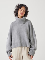 Hush Grey Livvy Merino Wool Detachable Roll Neck Jumper - Image 1 of 5