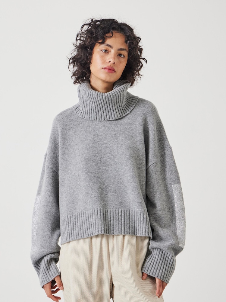 Hush Grey Livvy Merino Wool Detachable Roll Neck Jumper - Image 1 of 5