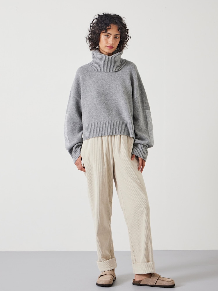Hush Grey Livvy Merino Wool Detachable Roll Neck Jumper - Image 2 of 5